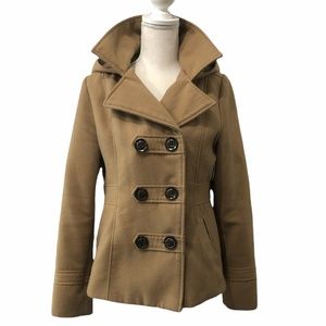 American Rag Tan Peacoat Buttons Hood